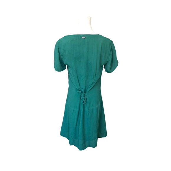 RVCA Short Sleeve Button Front Mini Dress Size S Kelly Green Y2K Preppy Twee - Picture 5 of 10
